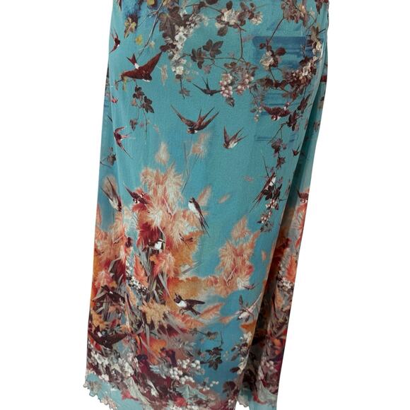 John Paul Gaultier Soleil Maxi Dress M Floral Birds Mesh Sleeveless Smocked Y2K - Picture 9 of 16
